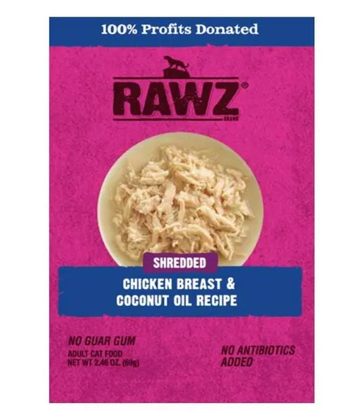 8/2.46 oz. Rawz Shredded Chicken Breast & Coconut Oil - Food